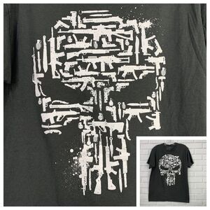 Tee Villain tshirt The Punisher guns gray grey ringspun cotton unisex medium M